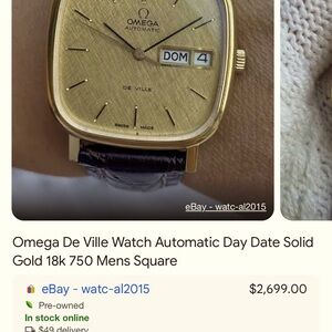 Vintage leather back band Gold faced Original Omega!